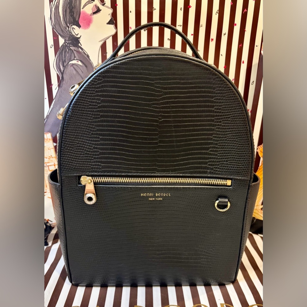 EUC! HENRI BENDEL Embossed Leather Backpack (retail $500)